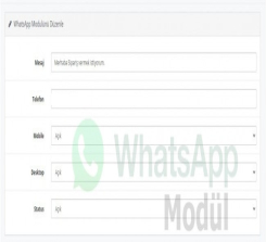 Whatsapp Sipariş Modülü